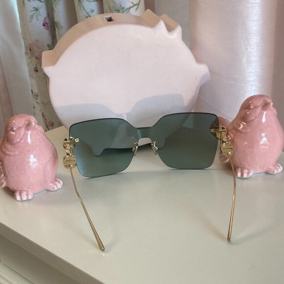 Christian Dior CD Chain rimless butterfly shield sunglasses, green - Picture 4 of 6